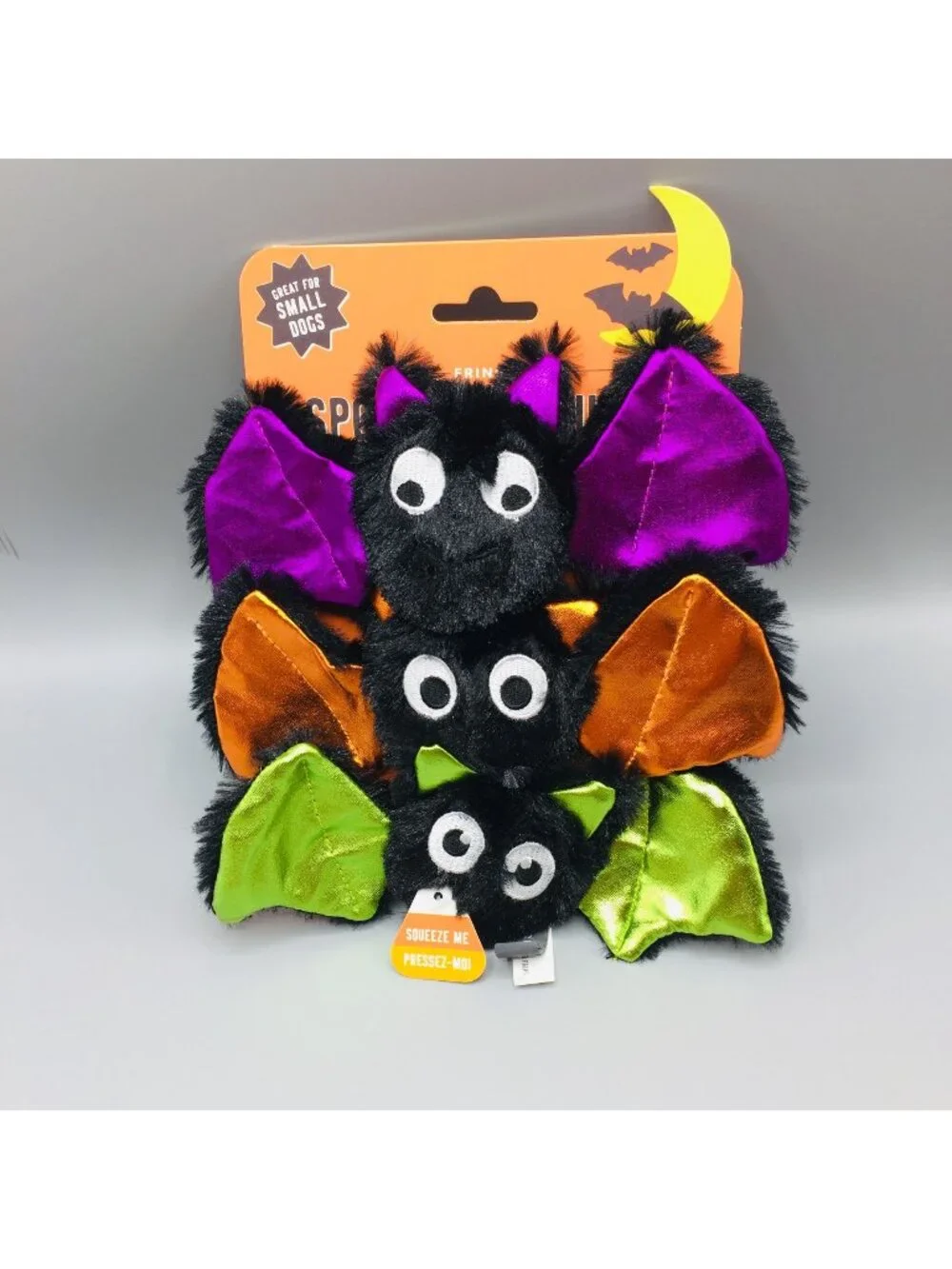 Spooky Creatures THE BATELY BUNCH Black Metallic Plush Squeaker Dog Toys
